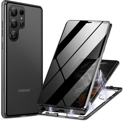 🔥 Magnetisk cover til Samsung mobil med dobbeltsidet hærdet glas