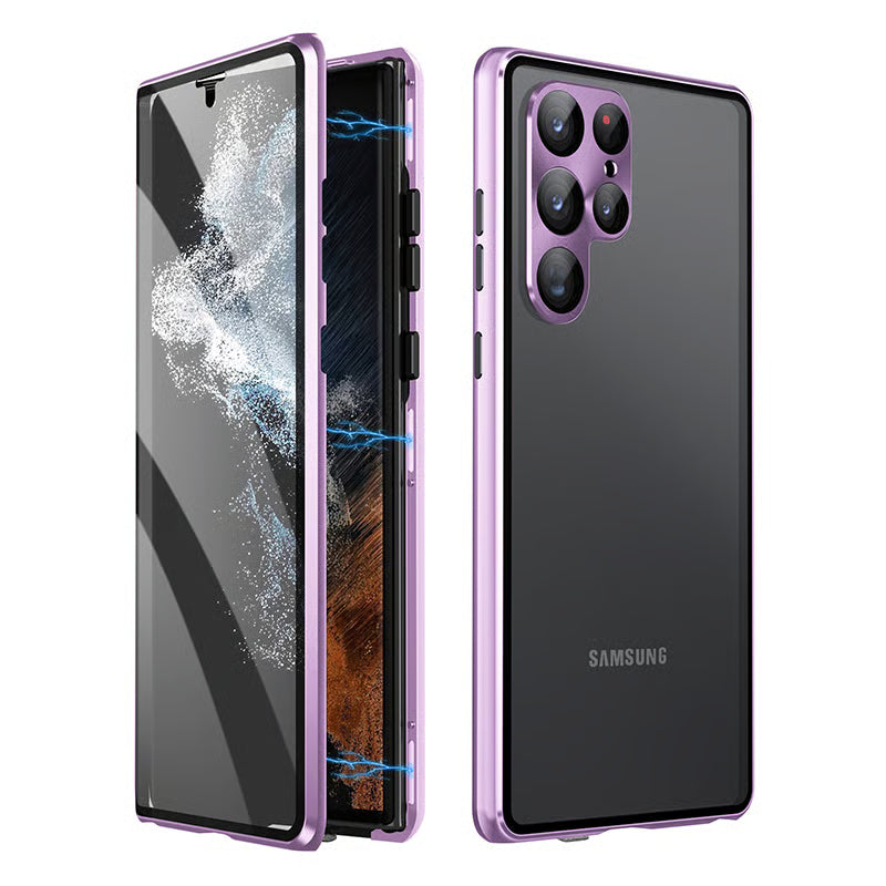 🔥 Magnetisk cover til Samsung mobil med dobbeltsidet hærdet glas