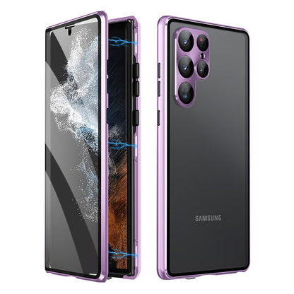 🔥 Magnetisk cover til Samsung mobil med dobbeltsidet hærdet glas