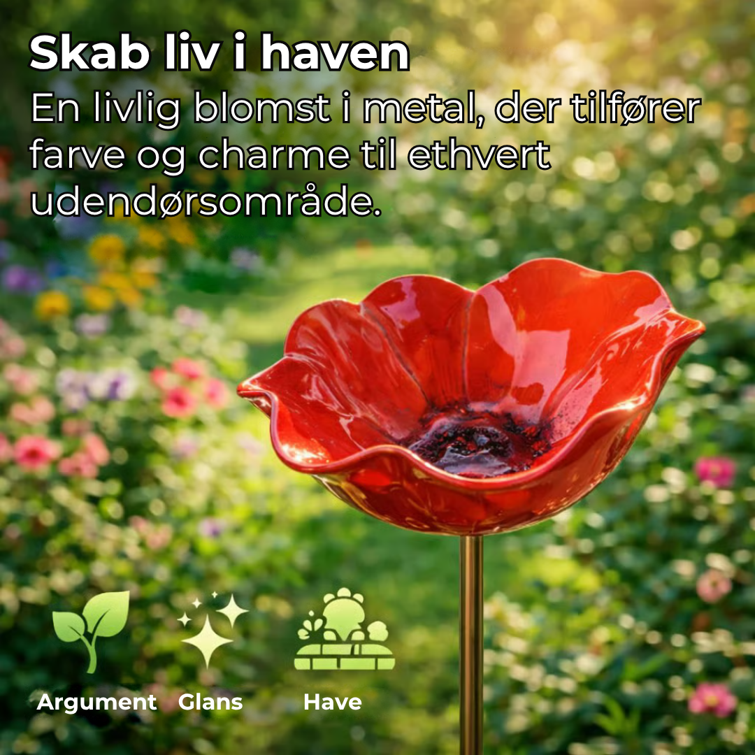 Håndlavet fuglebad i blomsterform