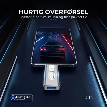 32~256 GB Micro USB + Lightning + USB 3.0 4-i-1 mobil U-disk