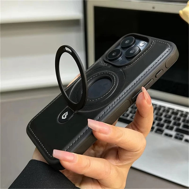 Luksus læder iPhone Cover med indbygget stativ