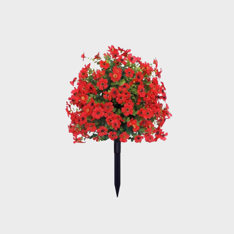 Blomsterdekoration med kunstig eukalyptus og violer