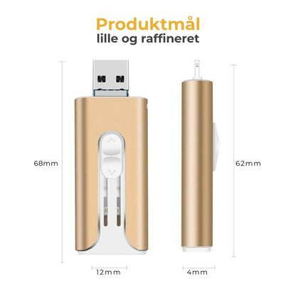 32~256 GB Micro USB + Lightning + USB 3.0 4-i-1 mobil U-disk