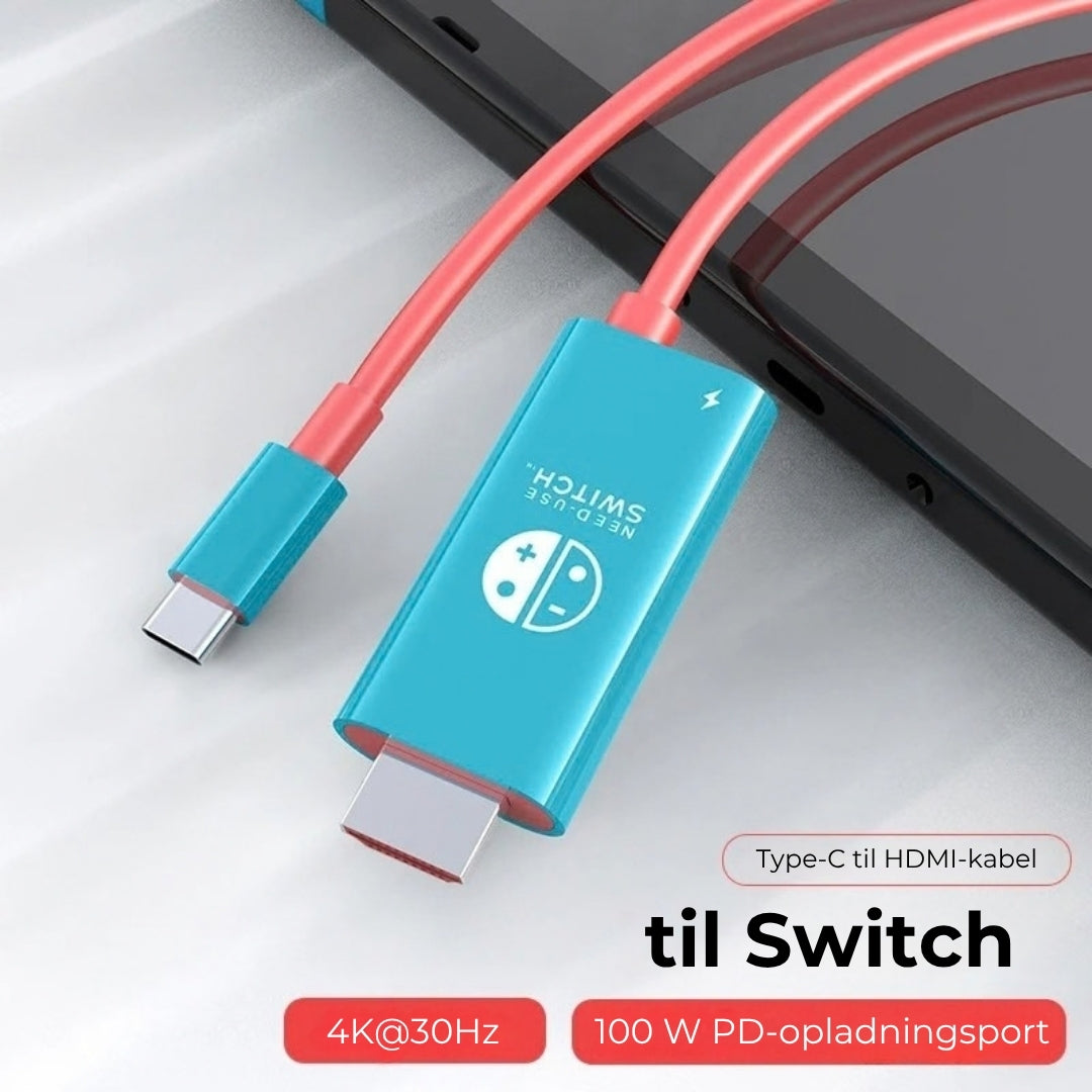 Type-C til HDMI 4K-kabel med 100 W opladningsfunktion
