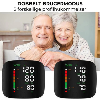 Blodtryksmåler til håndleddet med LED-touchskærm og justerbar pasform