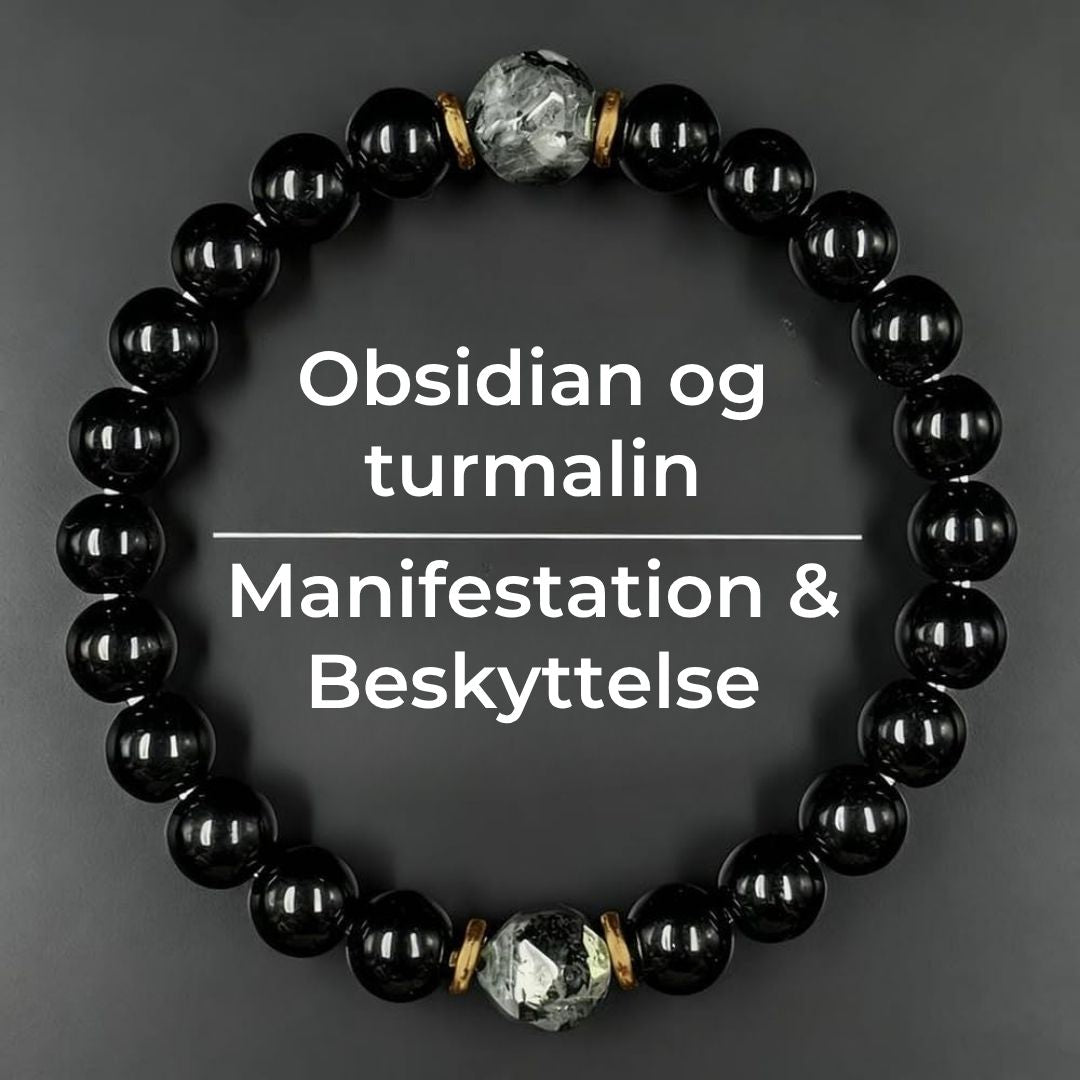 Autentisk beskyttelsesarmbånd med obsidian- og turmalinsten