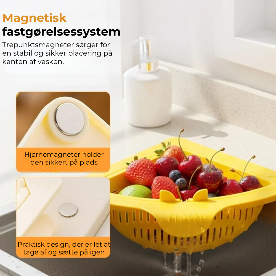 Magnetisk hjørnesigte til vasken
