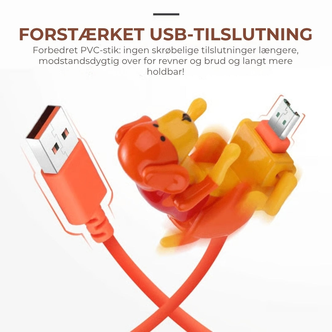 Sjovt opladerkabel med hundedesign