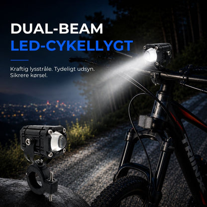 LED-cykellygte med dobbelt lysstråle
