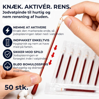 Jod-vatpinde – 50 stk.