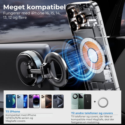 Magnetisk telefonholder med sugekop til bilen