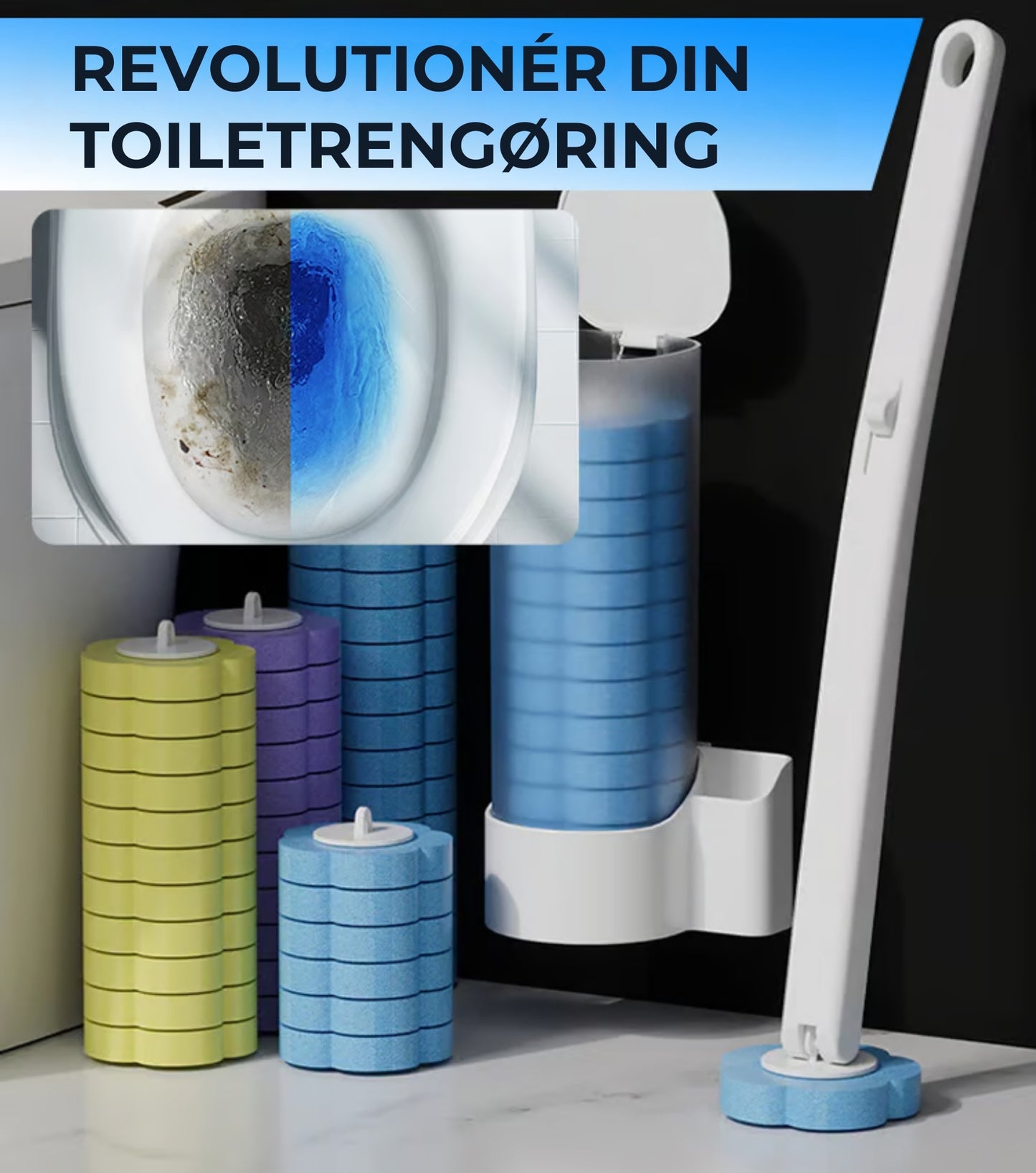 Sanitær ikke-bakteriel toiletbørste (inkl. 6-36 duftpuder)
