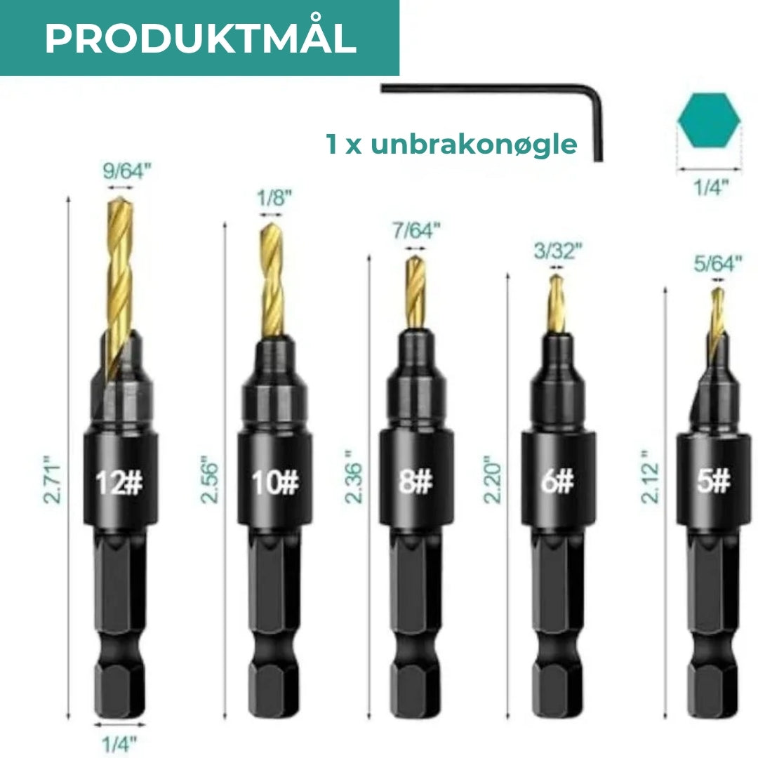 Sæt med præcisionsbor til træ