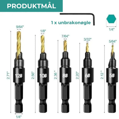 Sæt med præcisionsbor til træ
