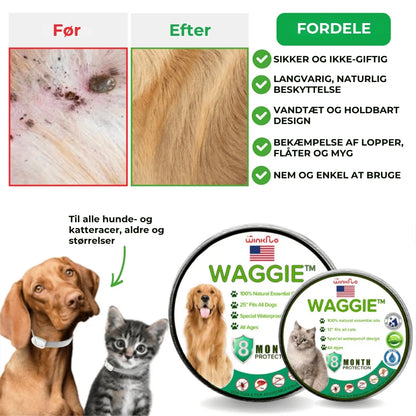 Naturligt halsbånd mod lopper og flåter – Waggie™