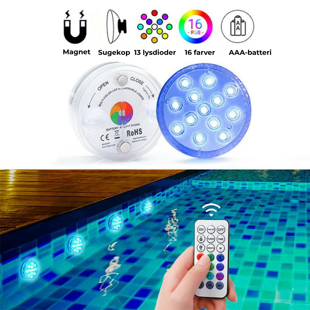 LED-belysning til pool, spa eller springvand – Vandtætte