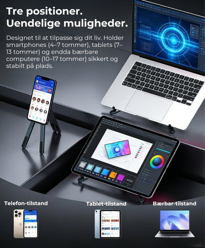 3-i-1 sammenklappelig magnetisk elektronikholder