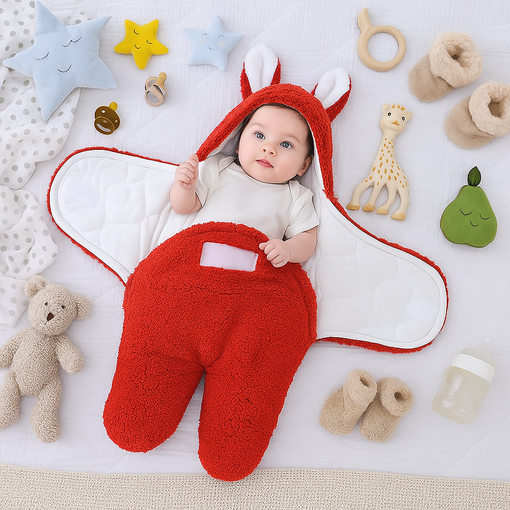 Baby tæppe og pyjamas med bjørnemotiv