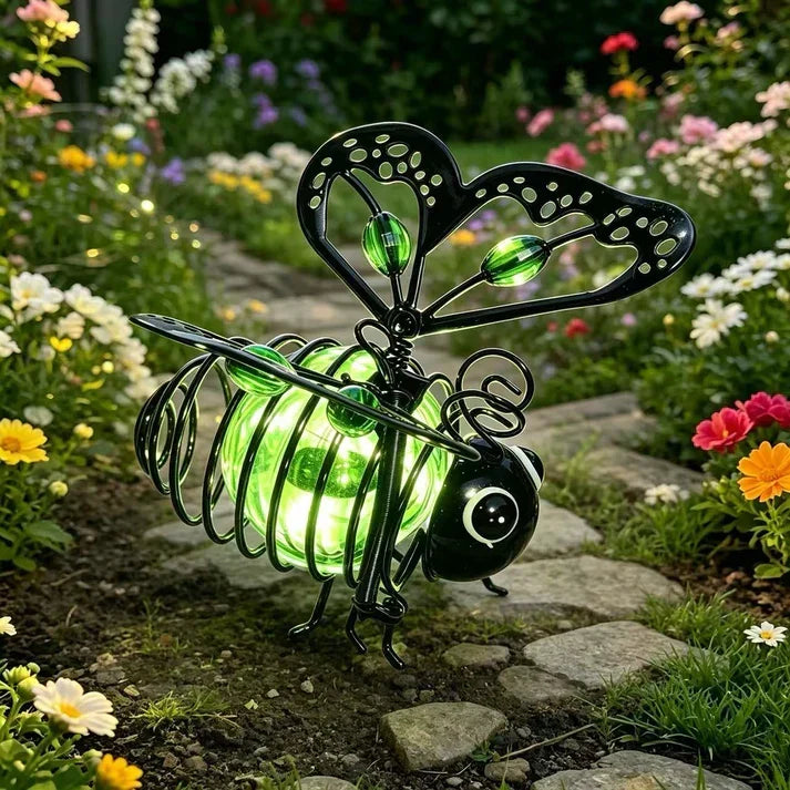Hængende solcellelampe med bi motiv