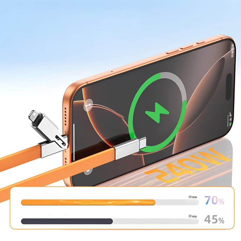 240 W hurtigopladerkabel med 360° roterbar holder