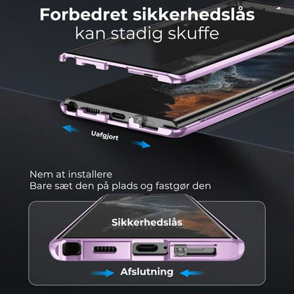 🔥 Magnetisk cover til Samsung mobil med dobbeltsidet hærdet glas