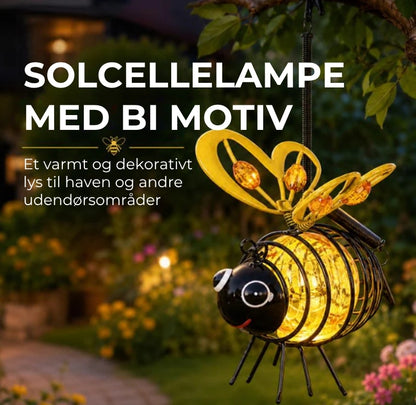 Hængende solcellelampe med bi motiv