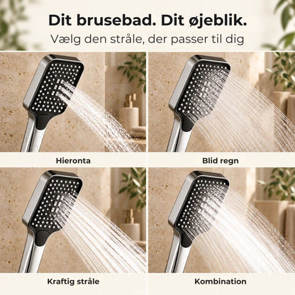 Højtryksbrusehoved med 4 indstillinger