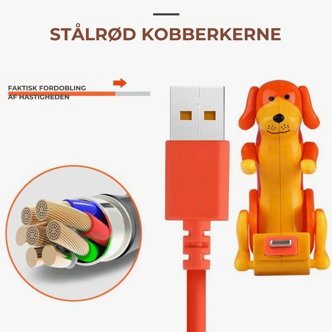 Sjovt opladerkabel med hundedesign