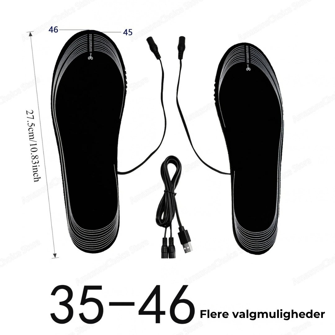 Elektrisk opvarmede indlægssåler – USB-opladelige