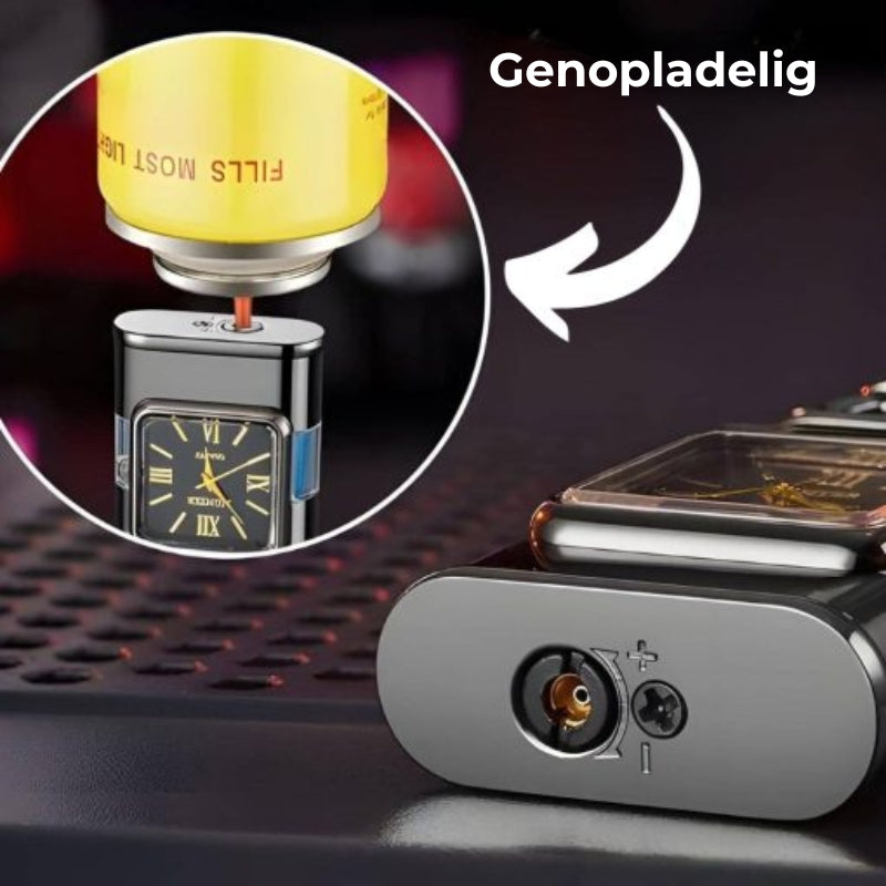 Dobbelt lighter med indbygget ur