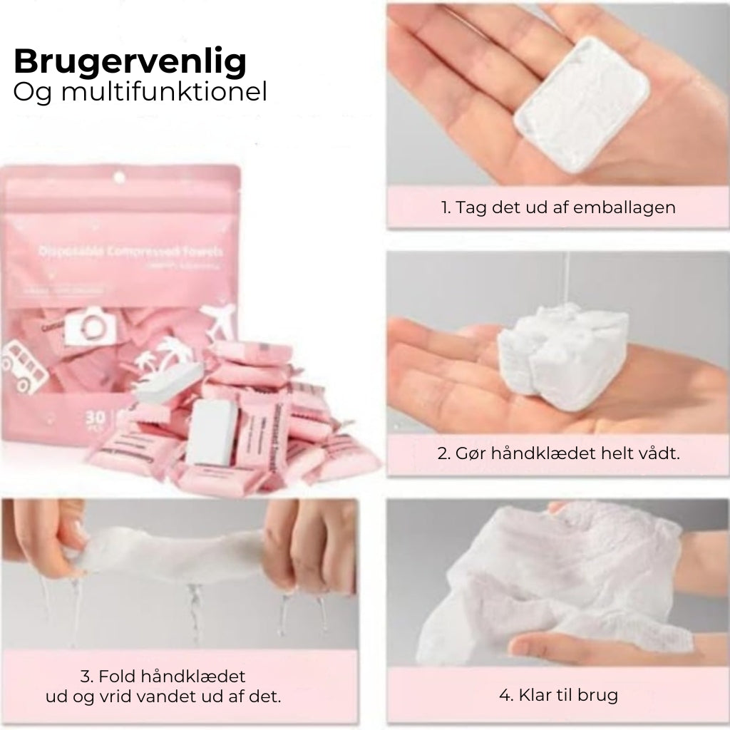Komprimerede bomuldshåndklæder