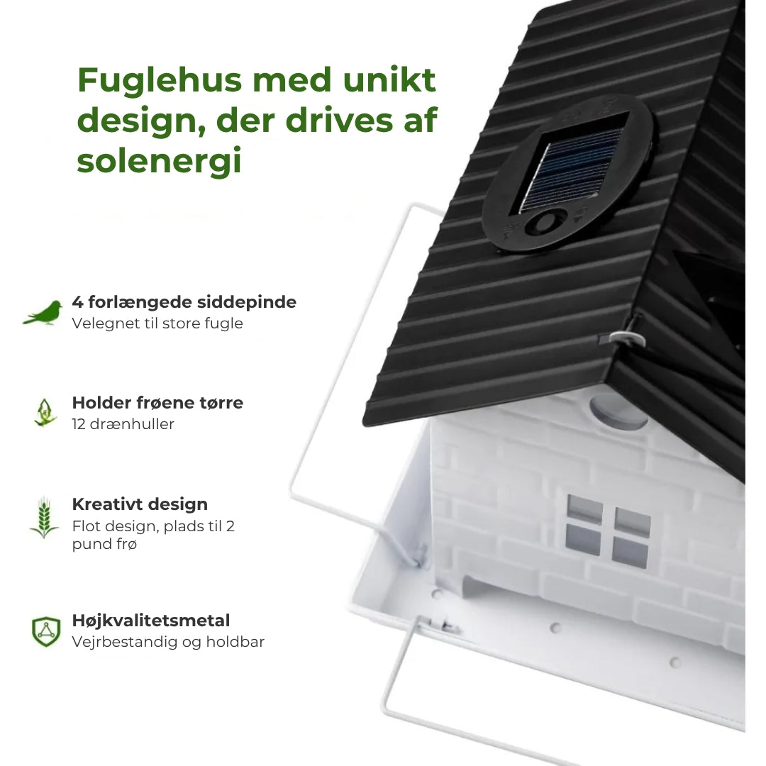 🕊️ Solcelledrevet fuglehus – automatisk belysning