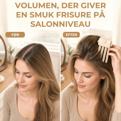 Opvarmet hårkam til mere volumen