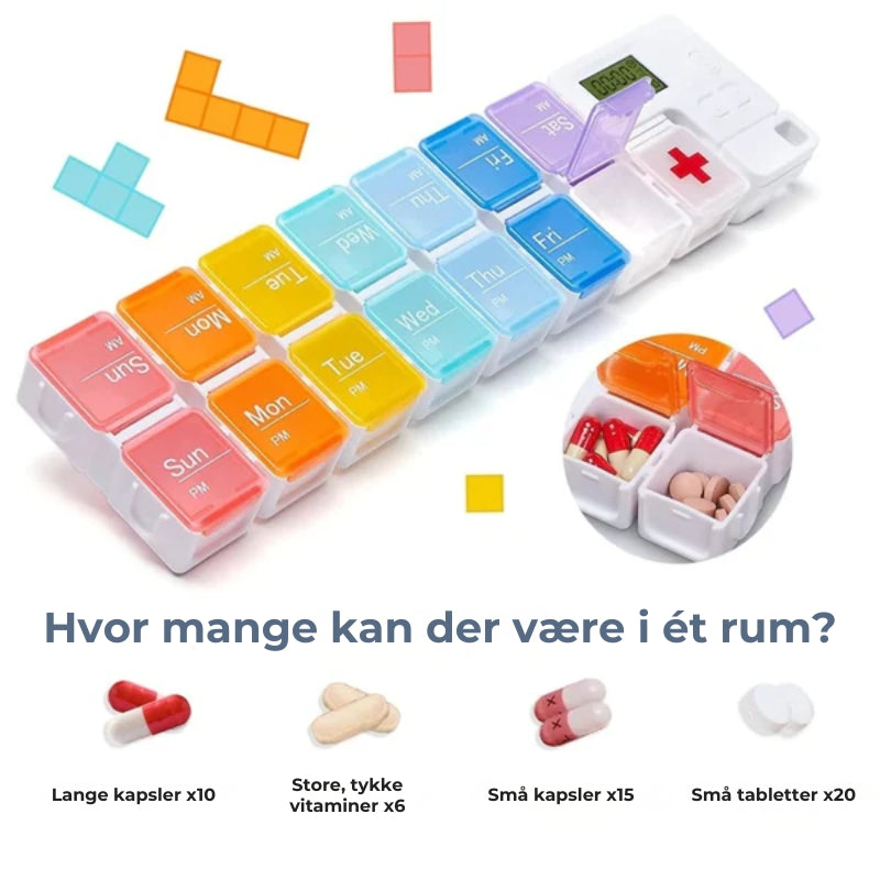 Ugentlig pilleplanlægger med vækkeur