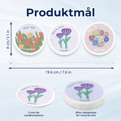 Absorberende svamp af træmasse med blomstermønster – 5 stk.