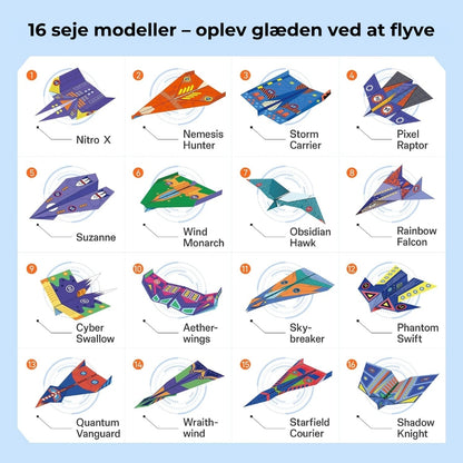 Kreative DIY-papirflyvere – sæt med 16 stk.