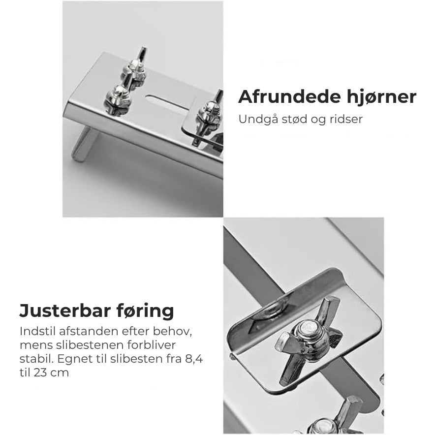 Justerbar slibestenholder til vasken