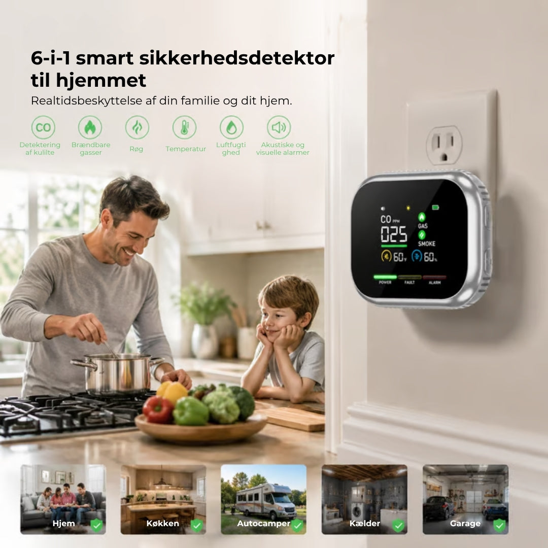 6-i-1 smart sikkerhedsdetektor – op til 12 gasser, der kan detekteres