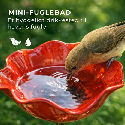 Håndlavet fuglebad i blomsterform