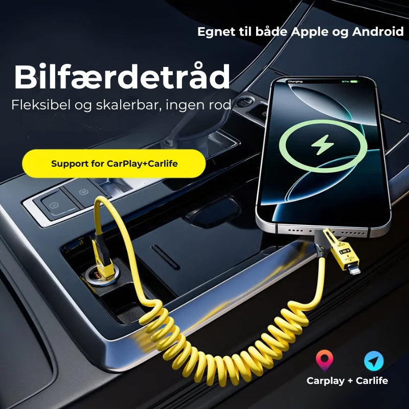 4-i-1 hurtigopladerkabel med fjederkonstruktion