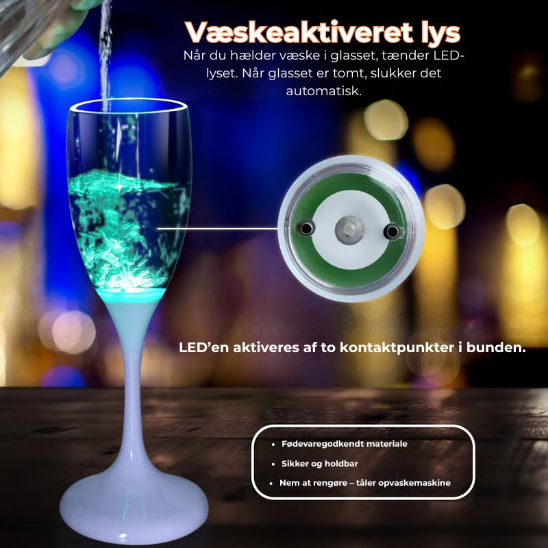 LED-belyste glas til vin og champagne