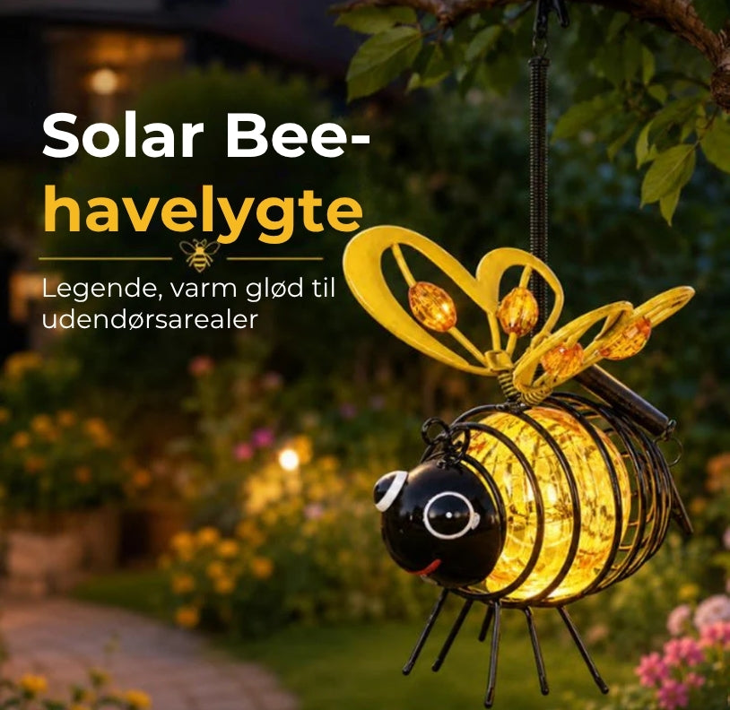 Hængende solcellelampe med bi motiv
