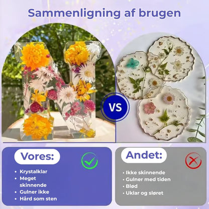 Håndlavede bogstaver med blomster og LED-lys