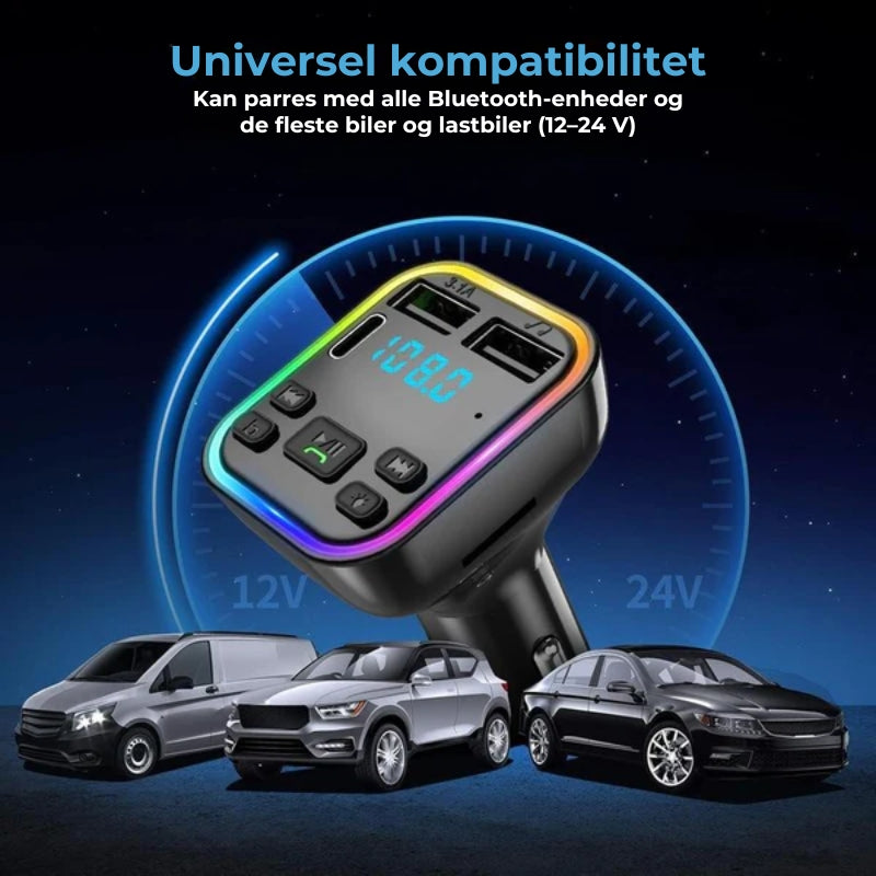 Bluetooth FM-biladapter og -oplader
