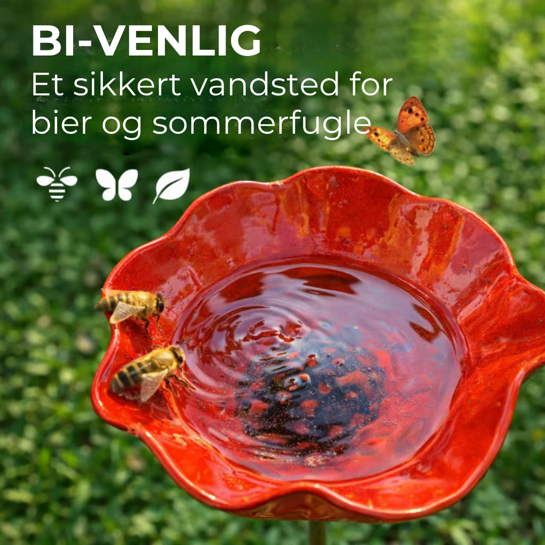 Håndlavet fuglebad i blomsterform