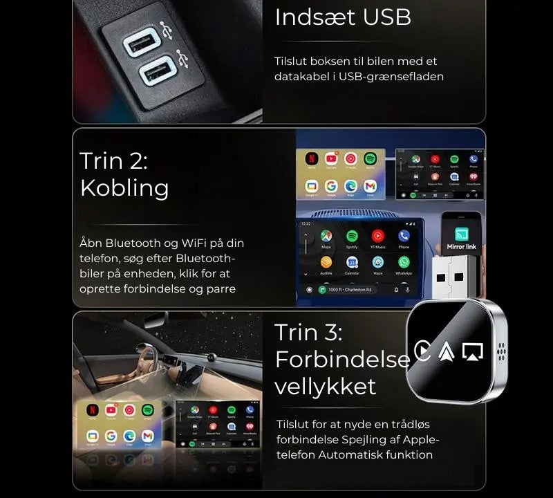 Trådløs Carplay-adapter V3 - Skærmvisning