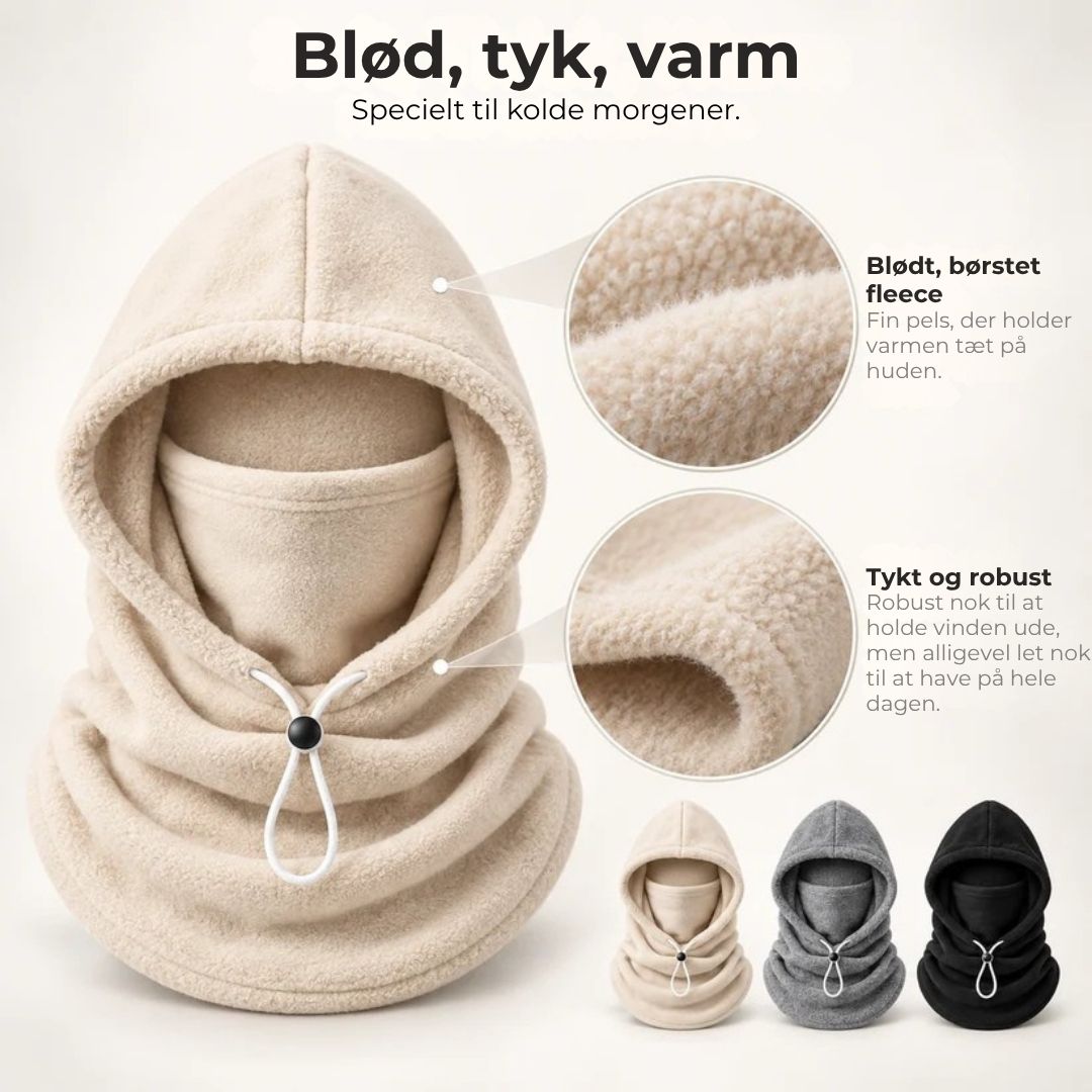 3-i-1 vinterhætte med ansigtsmaske og halsvarmer
