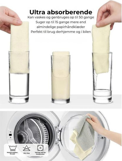 ♻️ Genanvendelige mikrofiber rengøringsklude på rulle (20 stk.)
