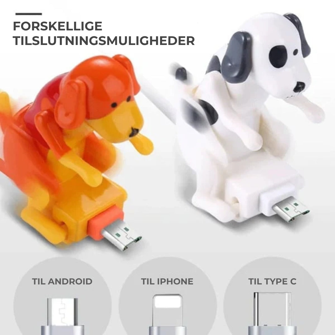Sjovt opladerkabel med hundedesign